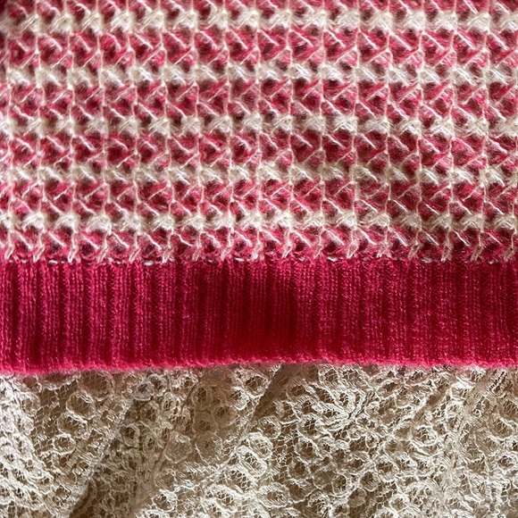 🌺 WAYF; Brand New with Tags! Nordstrom Pink & Cream Striped Weave Sweater Sz. - Picture 6 of 10